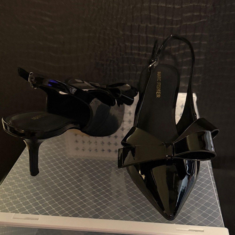 Marc Fisher Black Patent Heels with Bow